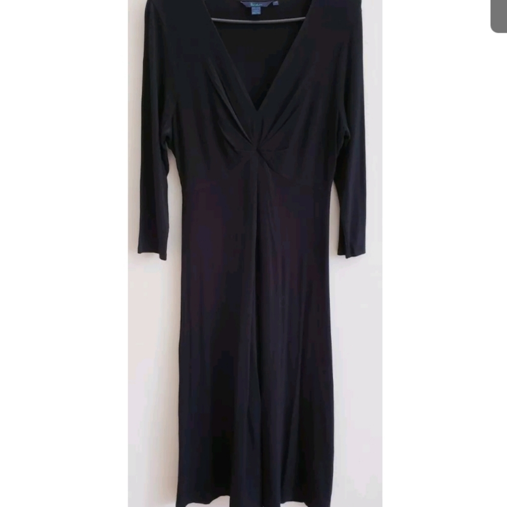 ♥️ 5X30 Twist Front Jersey Midi Black Dress Size 14R - Picture 1 of 5